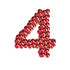 Red symbols from spheres. 3d number 4