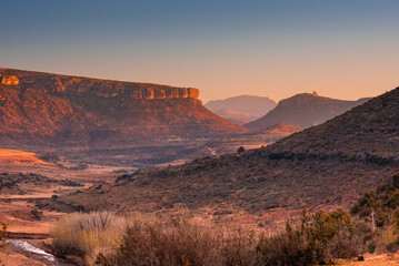 Valleys and hills in the Drakensberg, Lesotho