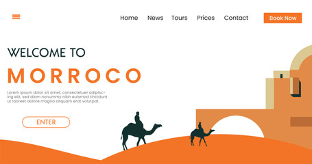 Welcome to Morocco Skyline background vector illustration. Travel and Tourism poster.