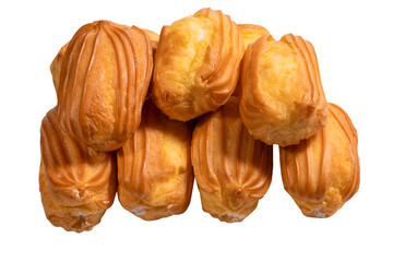 Sweet eclairs isolated on a white background.