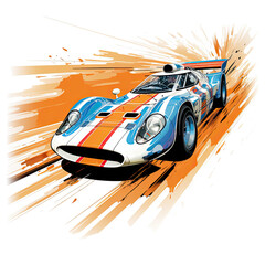 Colorful Sport Car 24h du Mans, Orange and Blue, ford GT