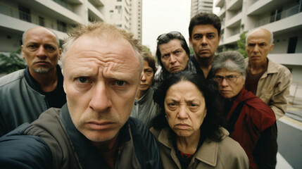 Fototapeta premium Group of angry people on the street