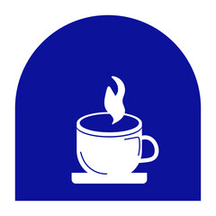 Coffee cup icon in flat style. Coffee or tea mug and steam on white background silhouette