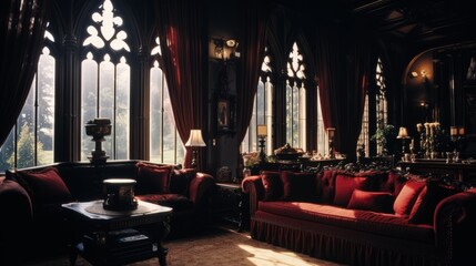 Fototapeta na wymiar Living room in a Gothic style