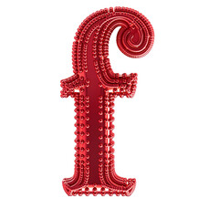 Small spheres on the red symbol. letter f
