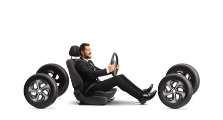 Businessman in a car seat driving