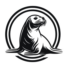 Seal silhouettes and icons. Black flat color simple elegant white background Seal animal vector and illustration.