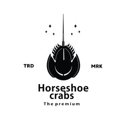 vintage retro hipster horseshoe crabs logo vector outline silhouette art icon	 - obrazy, fototapety, plakaty