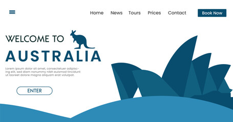 Welcome to Australia background vector illustration. Travel and Tourism poster. Landmark of Sydney. 