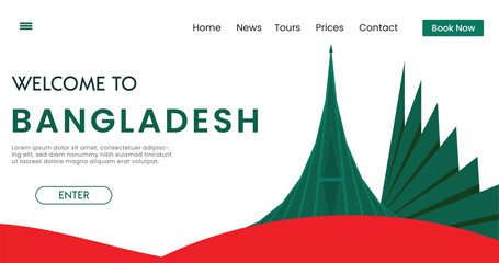 Welcome to Bangladesh background vector illustration. Travel and Tourism poster. Landmark of Monument.