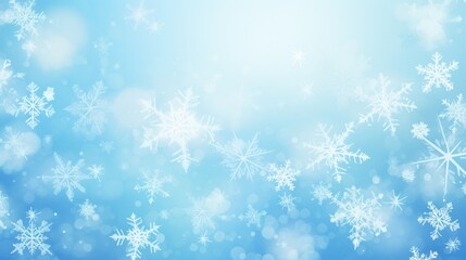 Naklejka na ściany i meble A blue banner backdrop with snow flacks and glitters. Serves as a background for New Year Wish - AI Generative