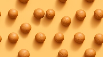 Sweet Peanut Butter Balls Candy Photorealistic Horizontal Seamless Background. Sweet Dessert From Confectionery. Ai Generated Seamless Background with Delicious Peanut Butter Balls Arranged in lines.