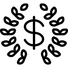 Dollar Sign With Wreath Icon