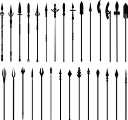 spear silhouettes set
