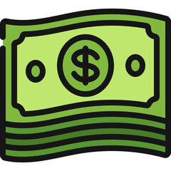 Wavy Cash Note Stack Icon