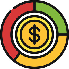 Money Coin Pie Chart Icon