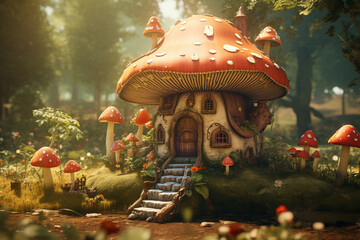 mushroom house in the forest