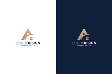 Creative real estate and letter A logo design combination - obrazy, fototapety, plakaty