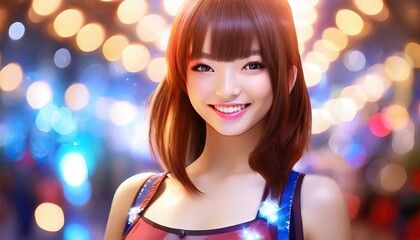  beautiful smiling woman cosplay anime style