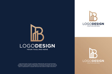 Creative Letter B building logo design inspiration. - obrazy, fototapety, plakaty