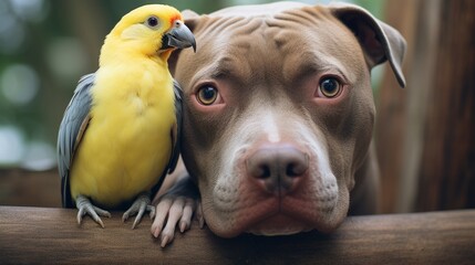 budgie and pit bull
