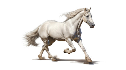 White horse run gallop isolated on transparent background