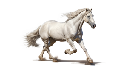 White horse run gallop isolated on transparent background