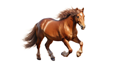 Red horse run gallop isolated on transparent background