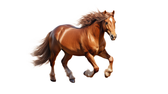 Red horse run gallop isolated on transparent background