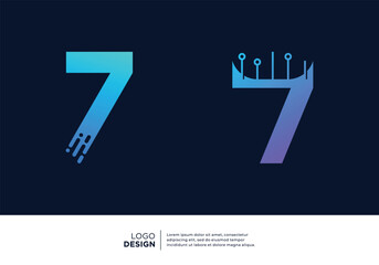 Technology Number 7 logo design. Creative and modern logo design