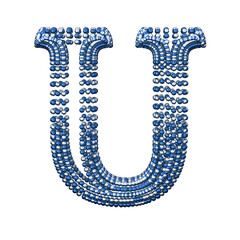 Symbol of small silver and blue spheres. letter u
