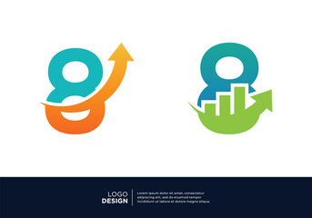 Simple Number 8 logo design for finance, investment, marketing.