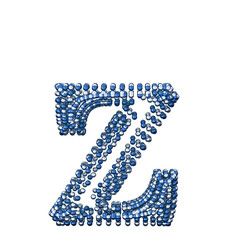 Symbol of small silver and blue spheres. letter z