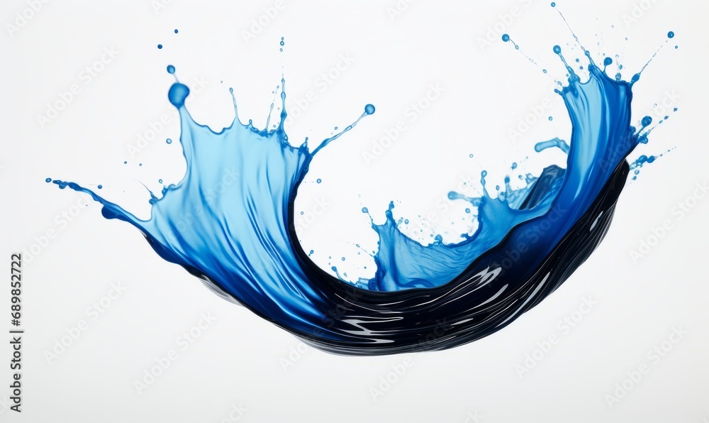 Sticker A swirling splash of deep blue paint creates a dynamic and fluid abstract water shape against a white background.