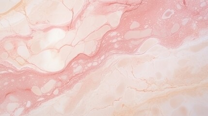 Fototapeta premium Beige Marble with Pink Veins Horizontal Background. Abstract stone texture backdrop with water drops. Bright natural material Surface. AI Generated Photorealistic Illustration.