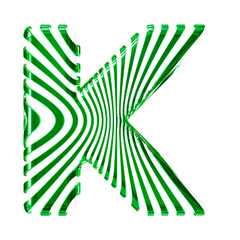 White 3d symbol with ultra thin green straps. letter k