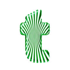 White 3d symbol with ultra thin green straps. letter t