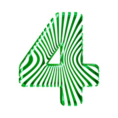 White 3d symbol with ultra thin green straps. number 4