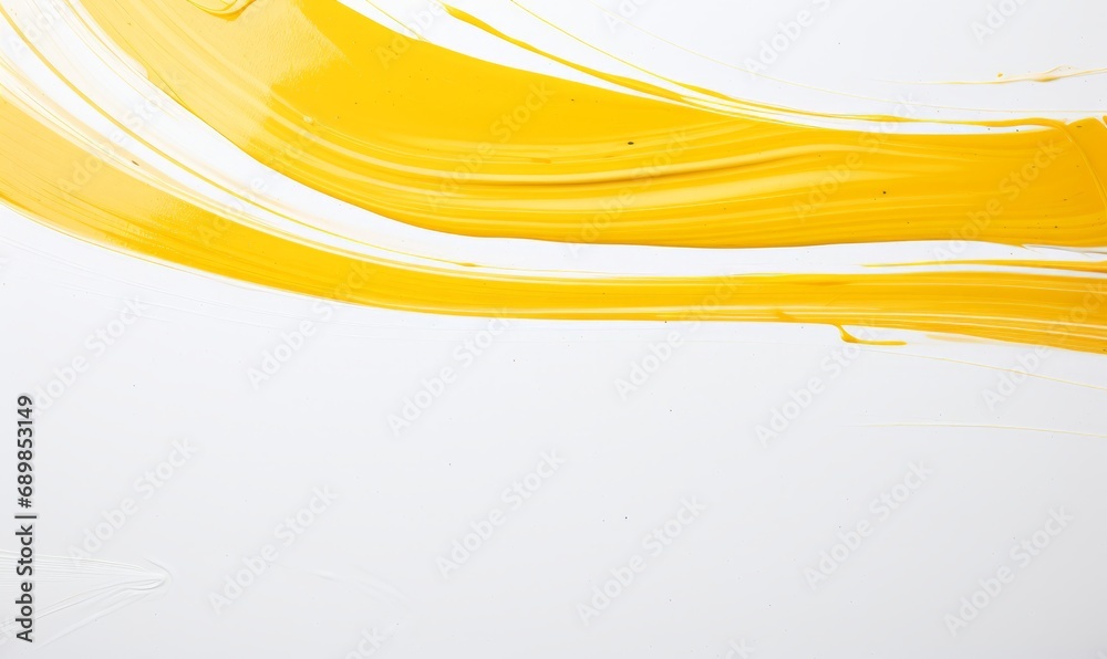 Canvas Prints A smooth, bright yellow paint splash spread across a white background, creating a vibrant texture. Ideal for presentation when you just add a text.