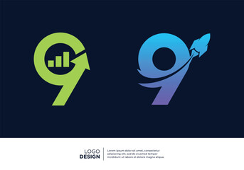 Set of Number 9 business logo design inspiration.