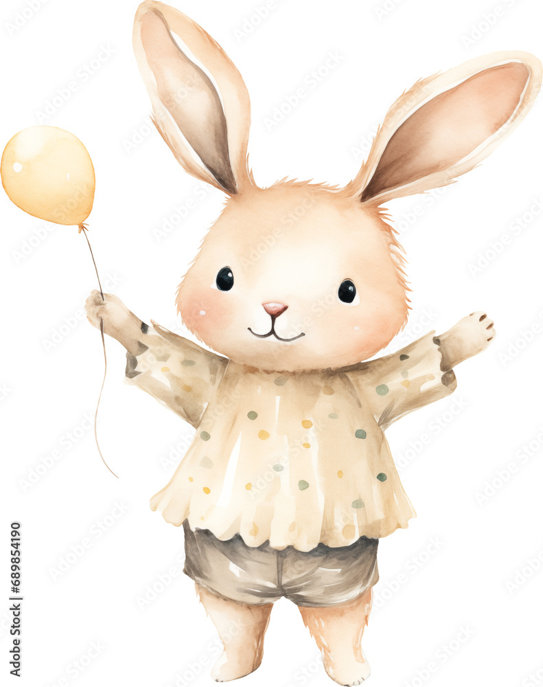 Poster whimsical bunny illustration created with generative ai technology