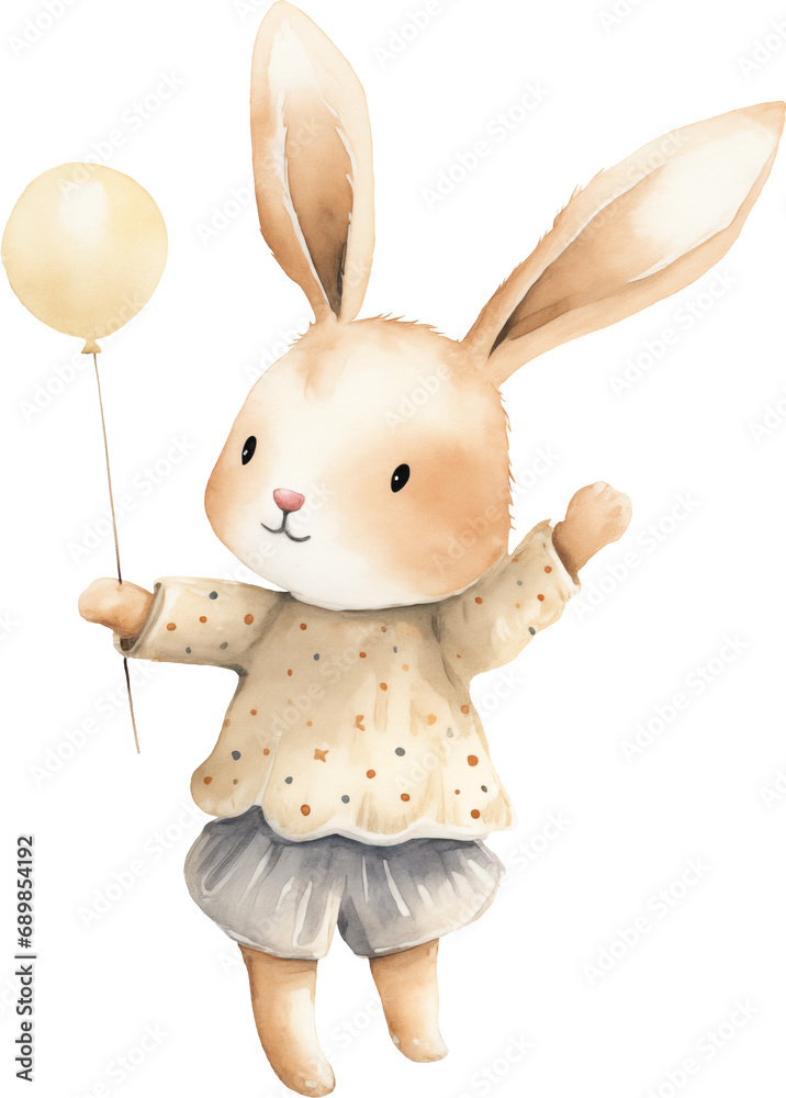 Aufkleber whimsical bunny illustration created with generative ai technology