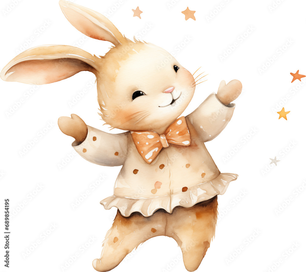 Poster whimsical bunny illustration created with generative ai technology