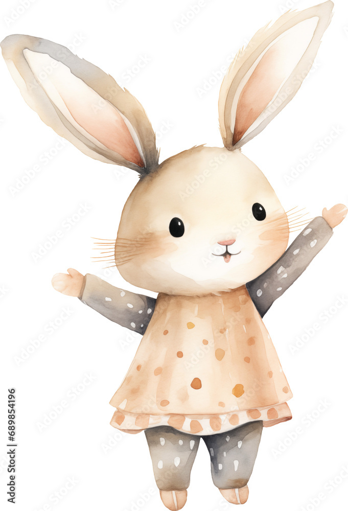 Aufkleber whimsical bunny illustration created with generative ai technology