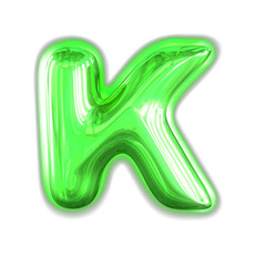 Green inflatable symbol with glow. letter k
