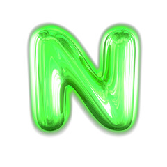 Green inflatable symbol with glow. letter n