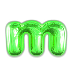 Green inflatable symbol with glow. letter m