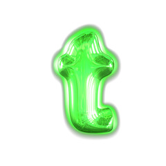 Green inflatable symbol with glow. letter t