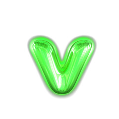 Green inflatable symbol with glow. letter v