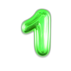 Green inflatable symbol with glow. number 1